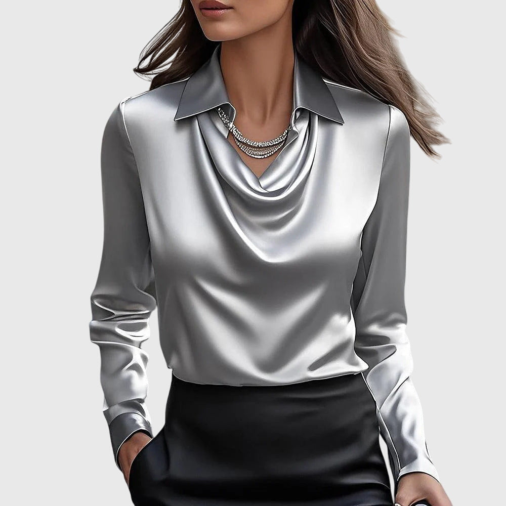 Celeste | Luxe Satin Drape Blouse