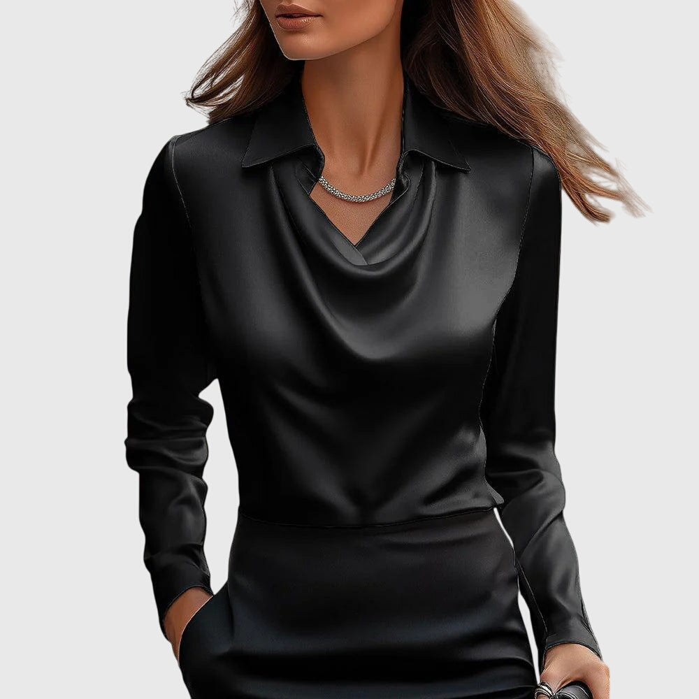 Celeste | Luxe Satin Drape Blouse