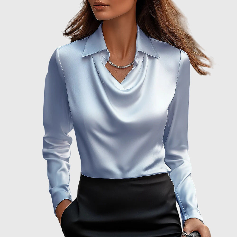 Celeste | Luxe Satin Drape Blouse