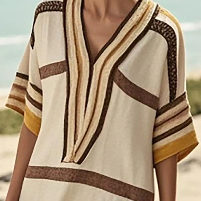 Solene | Coastal Stripe Midi Dress