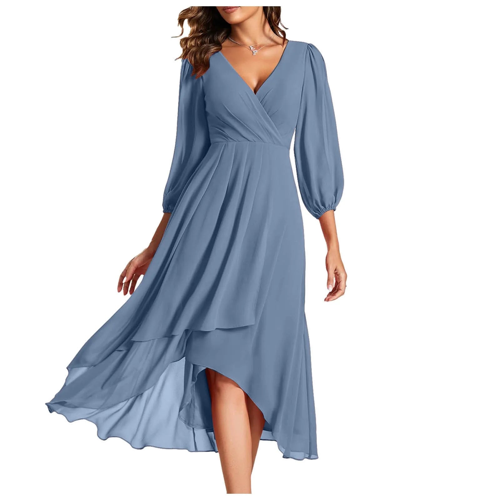 Serena | Elegant Pleated Chiffon Midi Dress