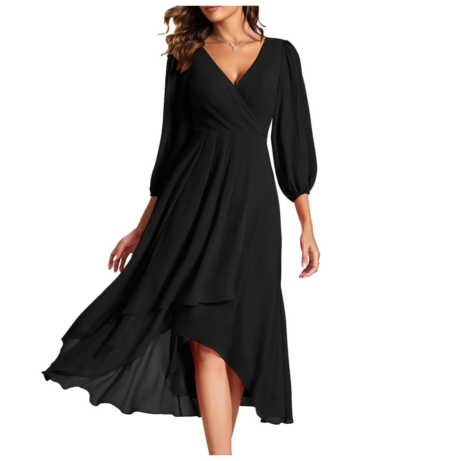 Serena | Elegant Pleated Chiffon Midi Dress