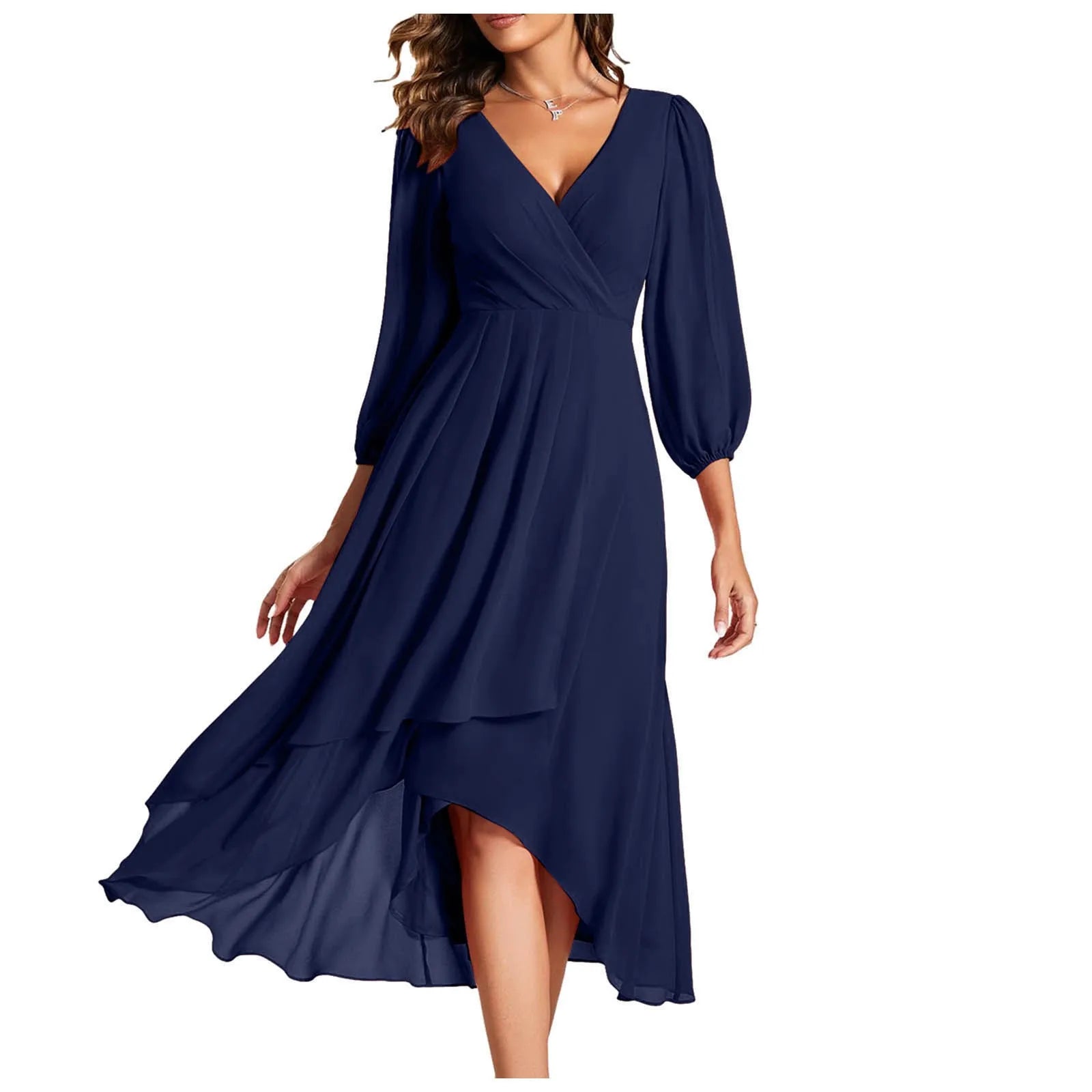 Serena | Elegant Pleated Chiffon Midi Dress