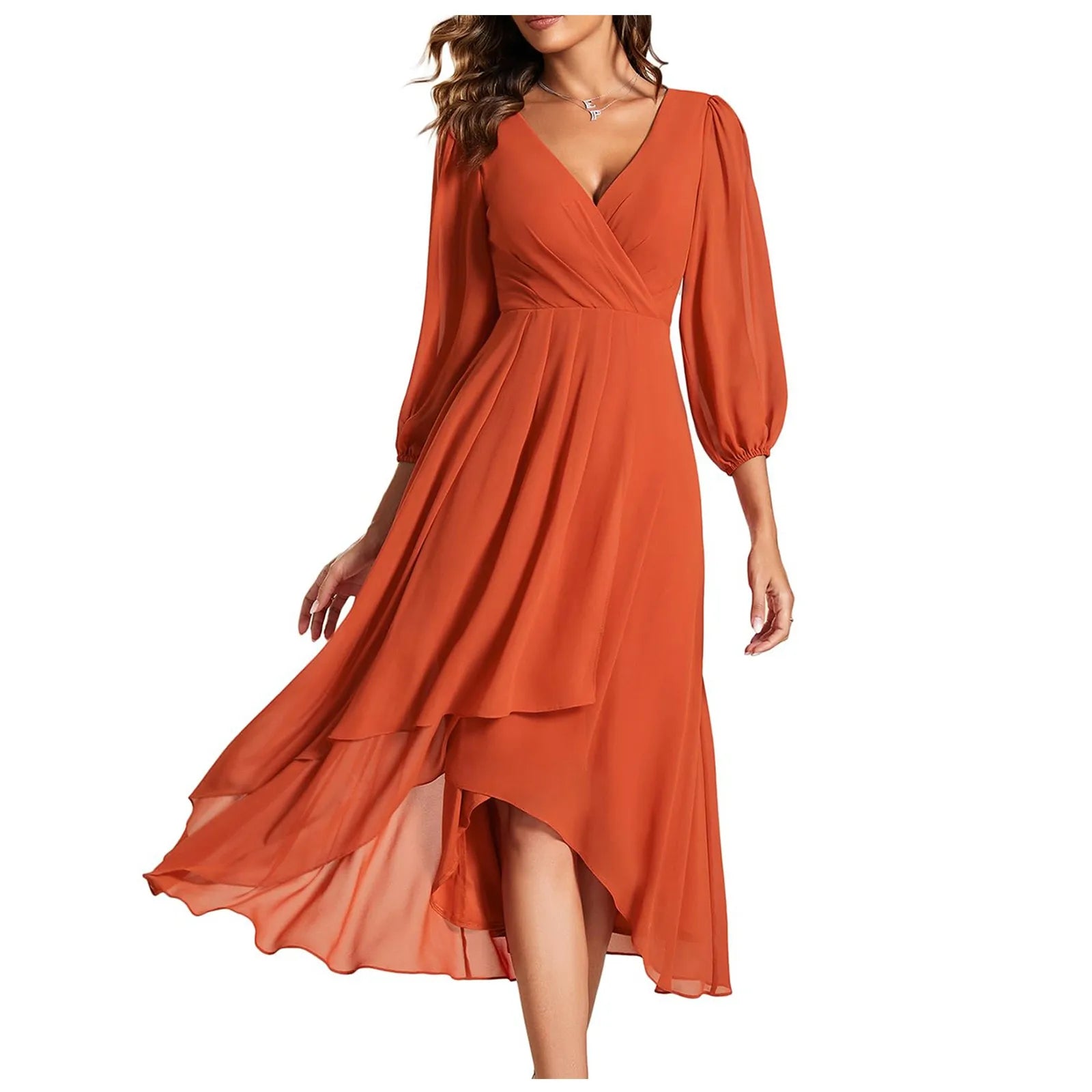 Serena | Elegant Pleated Chiffon Midi Dress