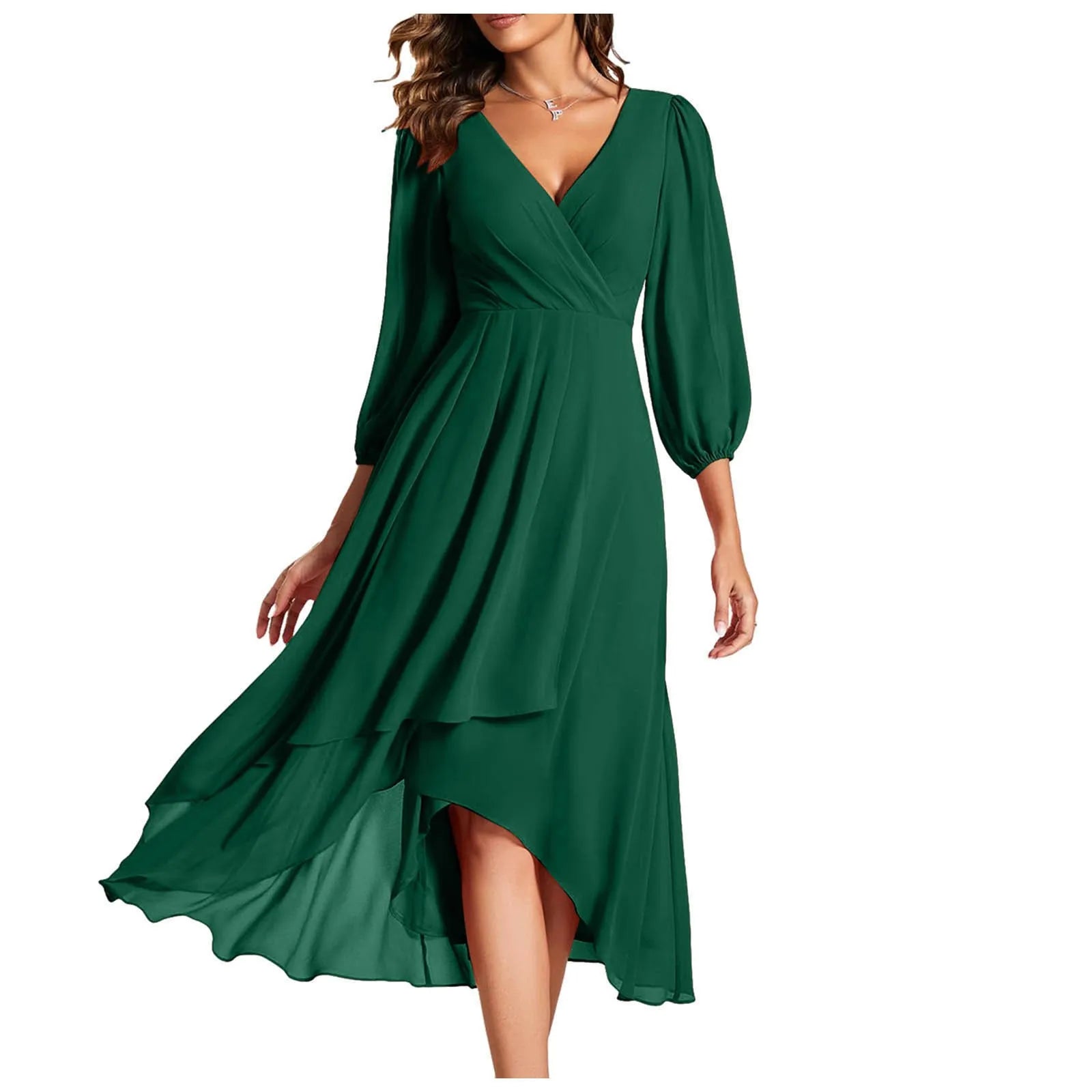 Serena | Elegant Pleated Chiffon Midi Dress