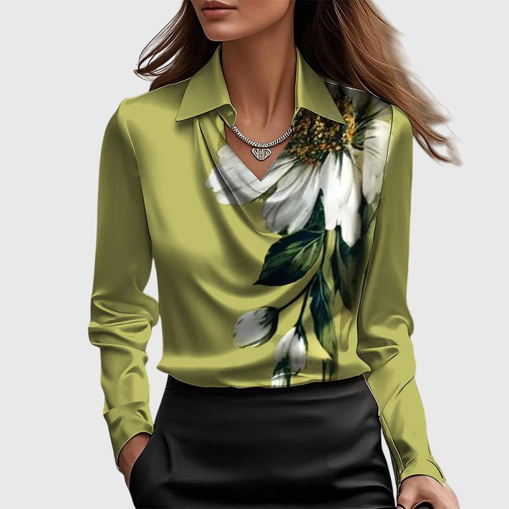 Celeste | Luxe Satin Drape Blouse