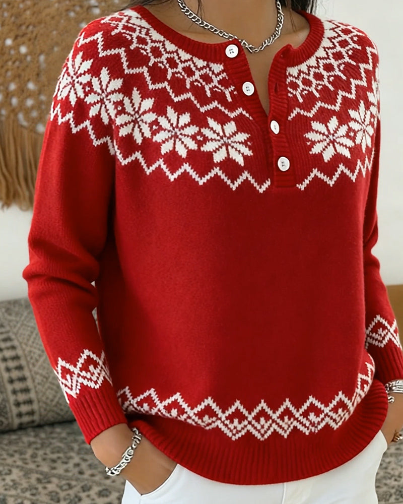 Everly | Snowflake Jacquard Holiday Sweater