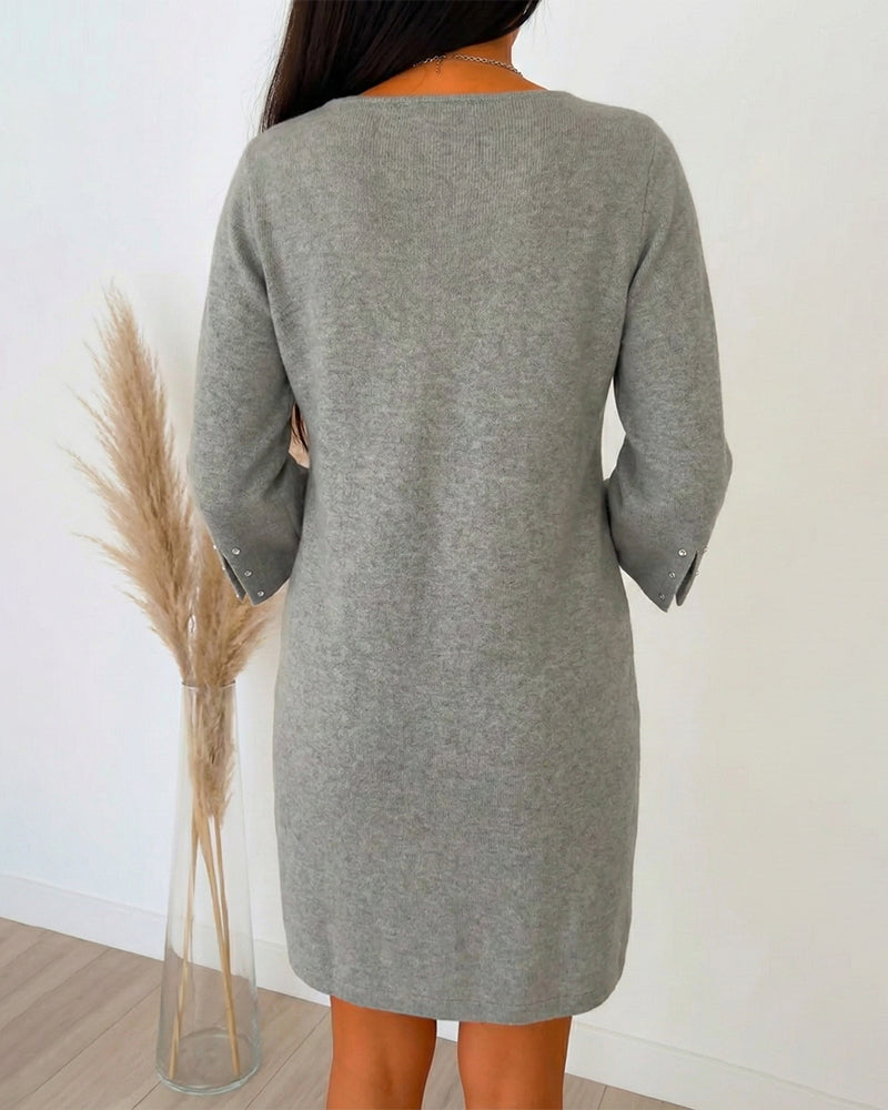 Aria | Soft Knit Dress with Pearl Detail
