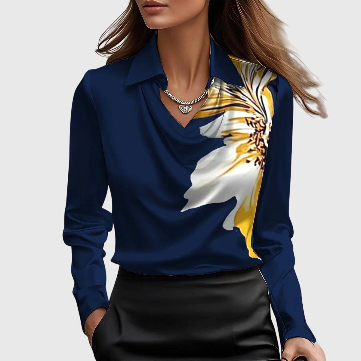 Celeste | Luxe Satin Drape Blouse