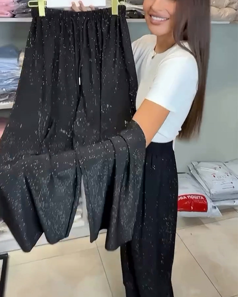 Luna | High Waist Shimmer Wide-Leg Pants