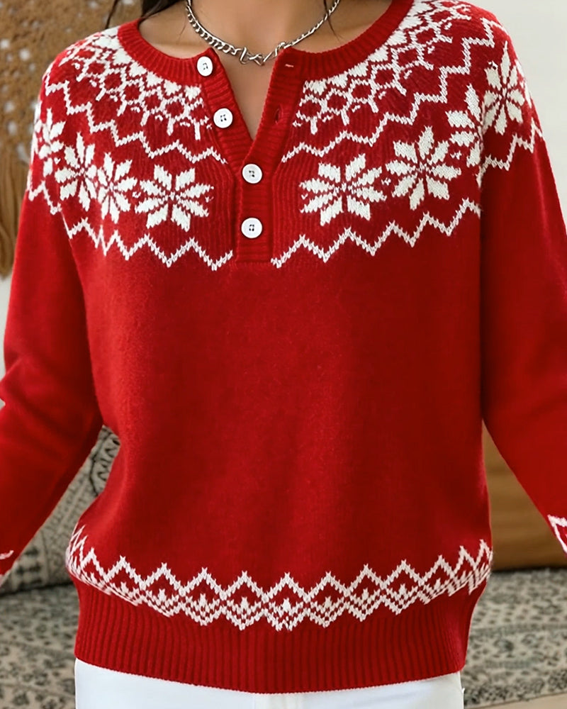 Everly | Snowflake Jacquard Holiday Sweater