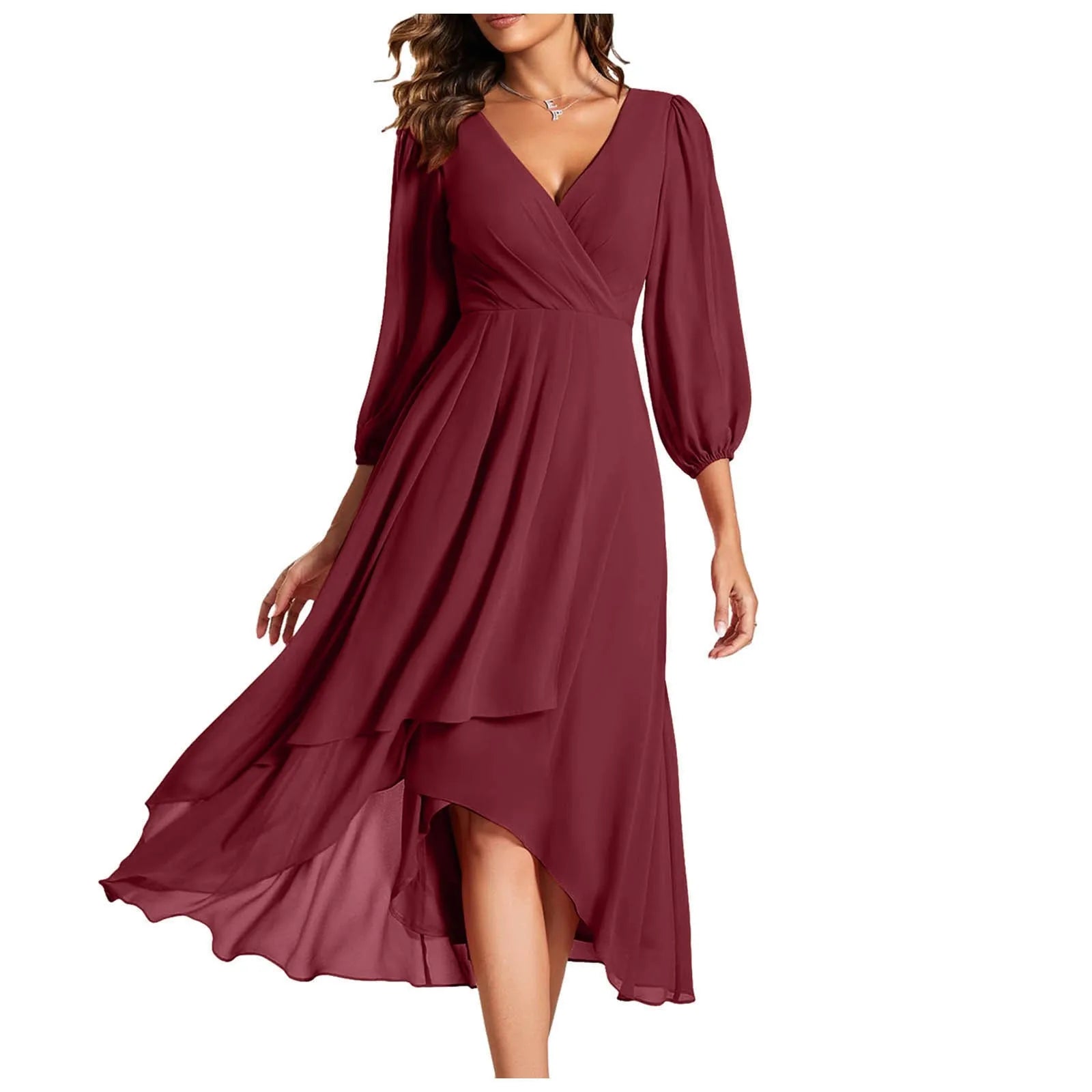 Serena | Elegant Pleated Chiffon Midi Dress