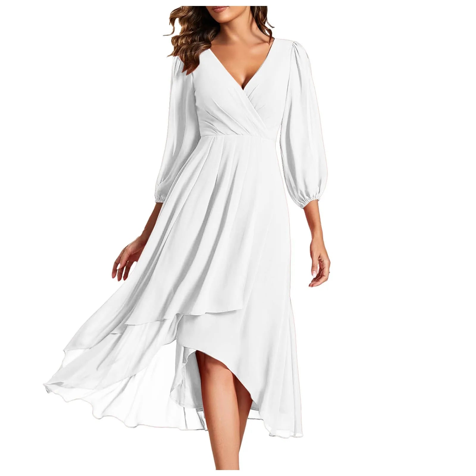 Serena | Elegant Pleated Chiffon Midi Dress