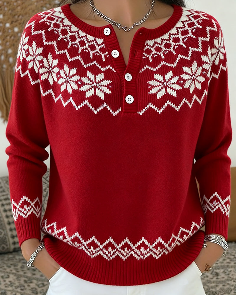 Everly | Snowflake Jacquard Holiday Sweater