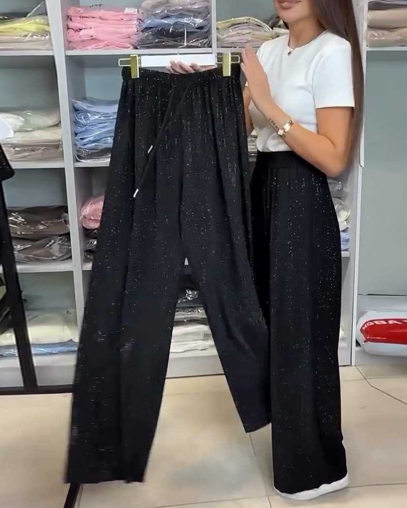 Luna | High Waist Shimmer Wide-Leg Pants