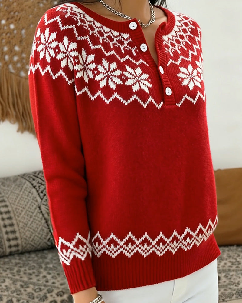 Everly | Snowflake Jacquard Holiday Sweater